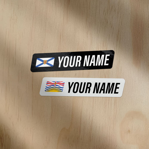 Nova Scotia and British Columbia vinyl name bar cycling decals