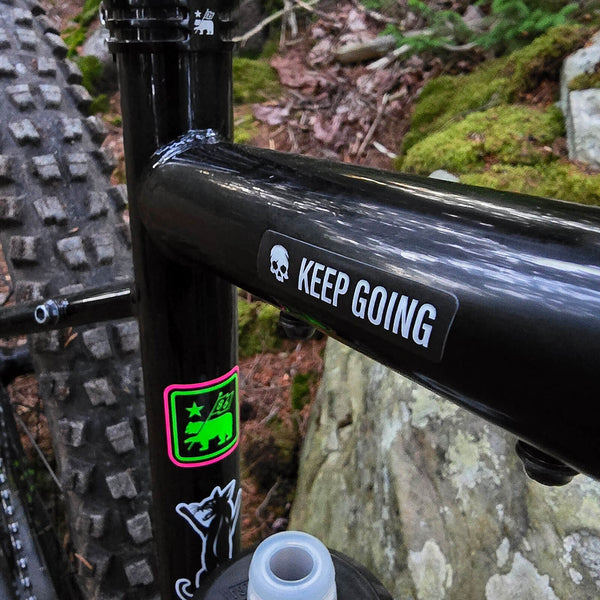 Custom vinyl decal on a bike frame 